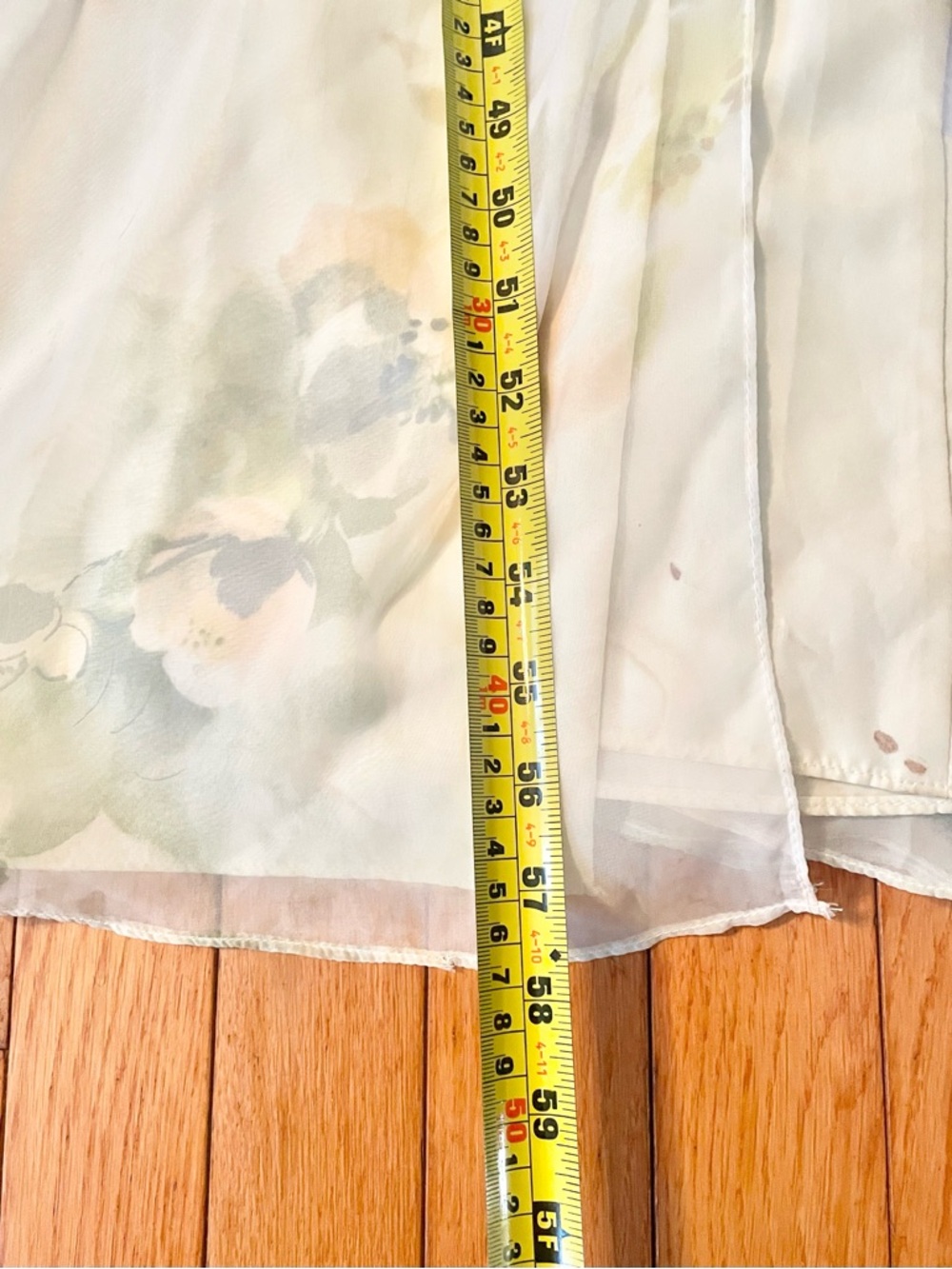 Jenny Yoo Collection Floral Chiffon Maxi Dress Green Cream V-Neck Gown Size 6 - Picture 15 of 15